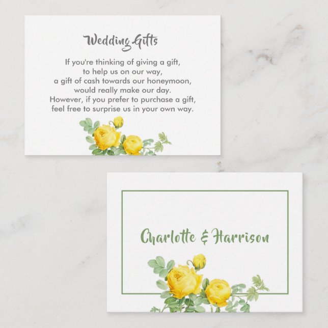 Carte D'accompagnement Demande de cadeau mariage Lune de miel argent pers (Devant / Derrière)