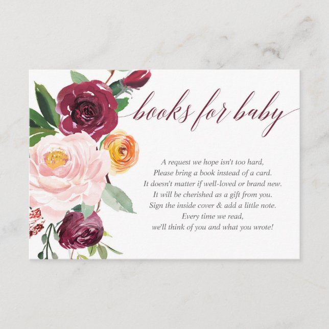 Carte D'accompagnement Demande de carnet de baby showers à fleurs roses d (Devant)