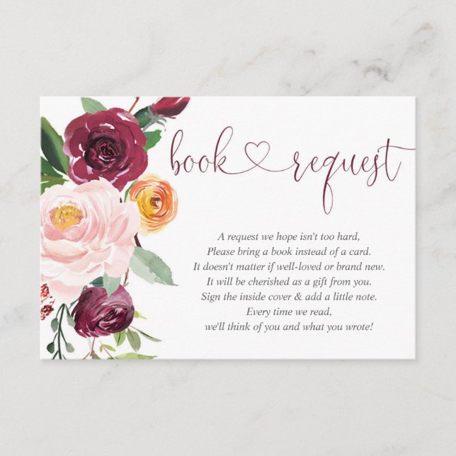 Carte D'accompagnement Demande de carnet de baby showers à fleurs roses d (Devant)