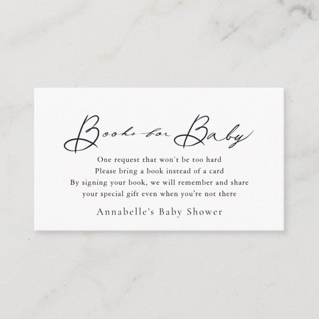 Carte D'accompagnement Demande de carnet de Baby showers blanc de script  (Devant)