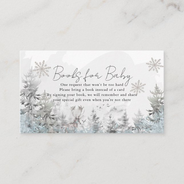 Carte D'accompagnement Demande de carnet de Baby showers de forêt d'hiver (Devant)