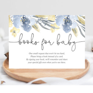 Carte D'accompagnement Demande de carnet de baby showers fleuris bleu fon