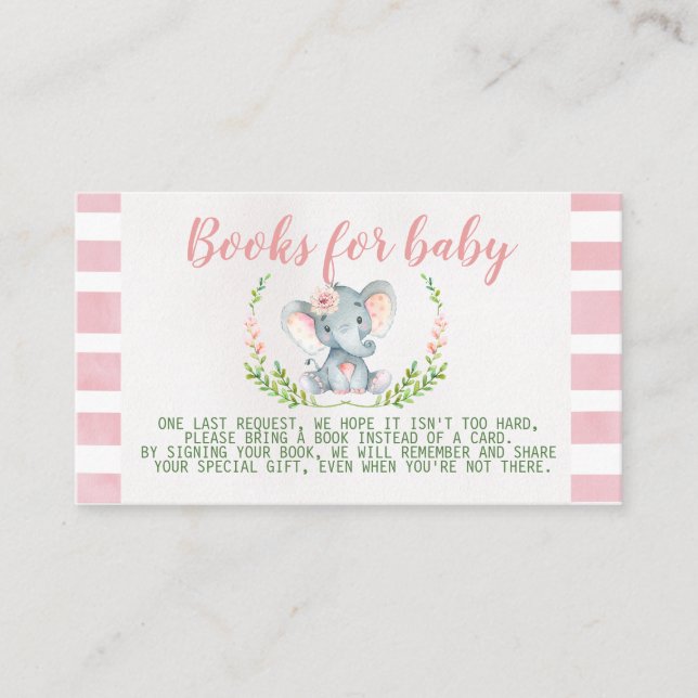 Carte D'accompagnement Demande de carnet de Baby showers rose Éléphant In (Devant)