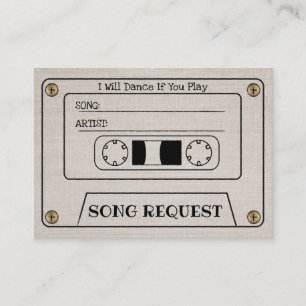 Carte D'accompagnement Demande de chanson de mariage en cassette Insert é
