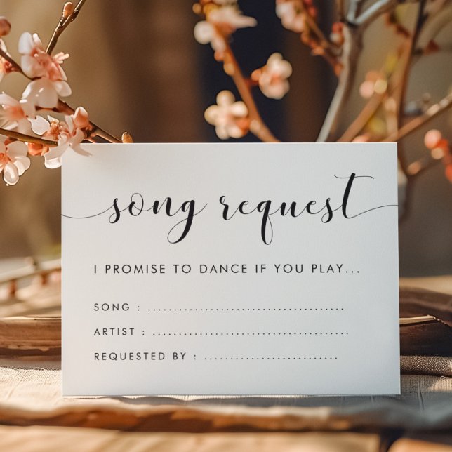 Carte D'accompagnement Demande de chansons Mariage noir et blanc élégant (Créateur téléchargé)