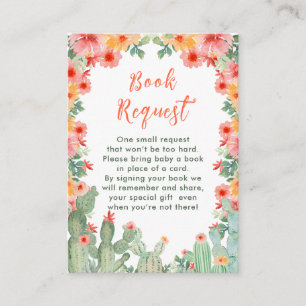 Carte D'accompagnement Demande de livre Baby Shower Cactus Floral Boho