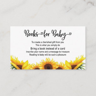 Carte D'accompagnement Demande de livre Baby Shower Fleur de Tournesol Fl