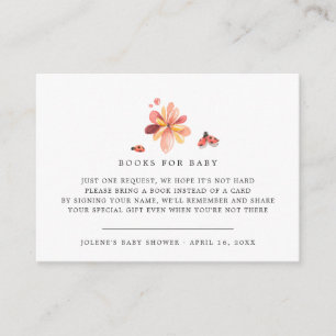 Carte D'accompagnement Demande de livre Baby Shower Floral Ladybug