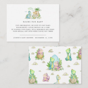 Carte D'accompagnement Demande de livre Baby Shower Petit Dinosaure