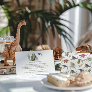 Carte D'accompagnement Demande de livre Baby shower Petit dinosaure