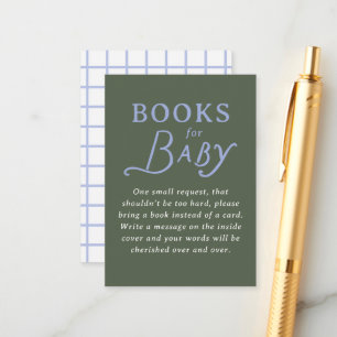 Carte D'accompagnement Demande de livre bleu vert et pérvenche pour Baby