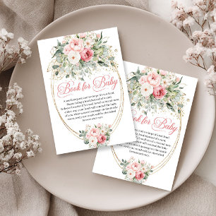 Carte D'accompagnement Demande de livre de Baby Shower Luxe Rose et Or