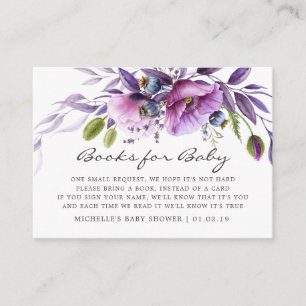 Carte D'accompagnement Demande de livre de fête prénatale à fleurs violet