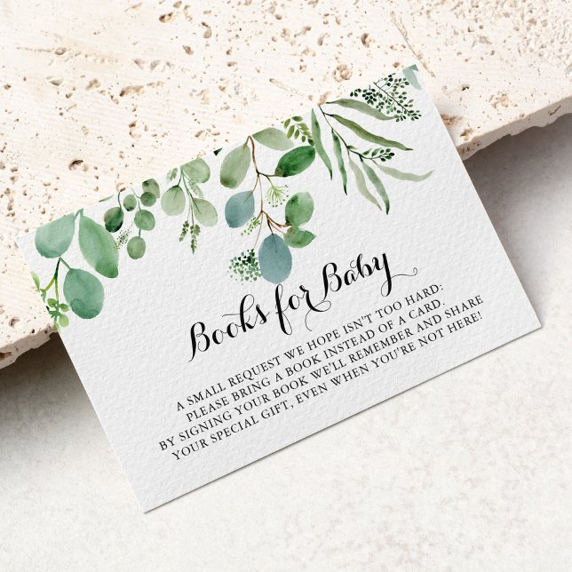 Carte D'accompagnement Demande de livre pour Baby Shower avec feuillage d (Créateur téléchargé)