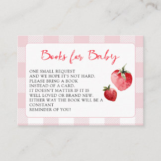 Carte D'accompagnement Demande de livre pour Baby Shower Berry Sweet Stra