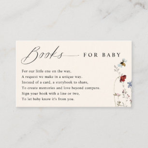 Carte D'accompagnement Demande de livre pour Baby Shower "Boho Wildflower