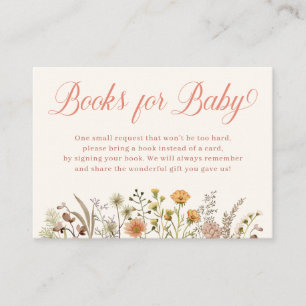 Carte D'accompagnement Demande de livre pour Baby Shower Boho Wildflower
