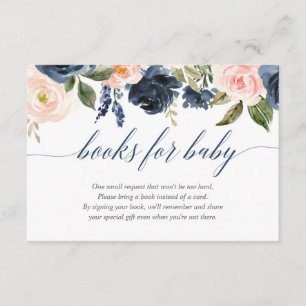 Carte D'accompagnement Demande de livre pour baby shower fille rose bleu 