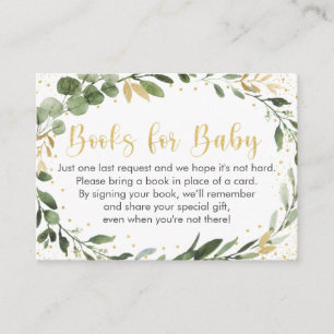 Carte D'accompagnement Demande de livre pour Baby Shower Greenery Gold Eu