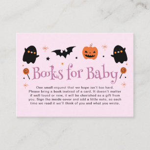 Carte D'accompagnement Demande de livre pour Baby Shower Halloween Rose V