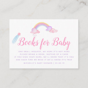 Carte D'accompagnement Demande de livre pour Baby Shower Licorne Arc-en-c