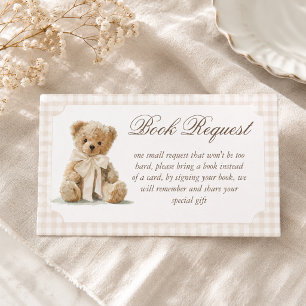 Carte D'accompagnement Demande de livre pour Baby Shower Ours en Peluche