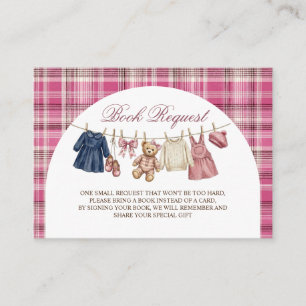 Carte D'accompagnement Demande de livre pour Baby Shower Ourson Rose Éten