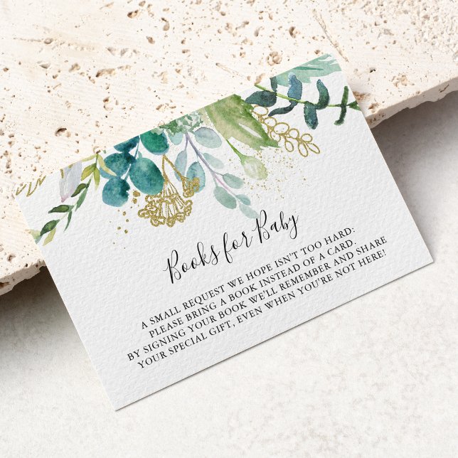 Carte D'accompagnement Demande de livre pour Baby Shower sur le thème flo (Créateur téléchargé)