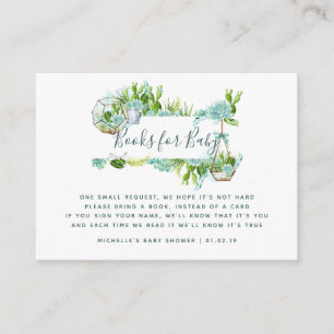 Carte D'accompagnement Demande de livre pour Baby Shower sur les succulen