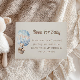 Carte D'accompagnement Demande de livre pour Baby Shower Teddy Bear Air B
