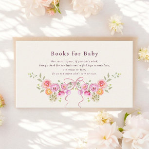 Carte D'accompagnement Demande de livre pour bébé Fleur pastel aquarelle