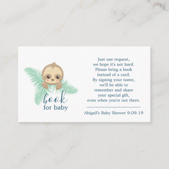 Carte D'accompagnement Demande de livre pour bébé paresseux mignon Baby S (Devant)