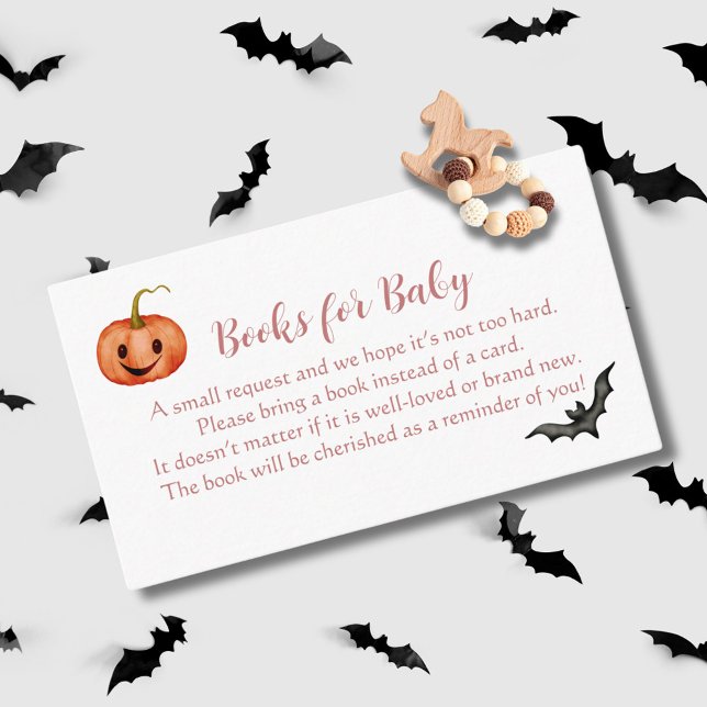 Carte D'accompagnement Demande de livre rose Baby shower d'Halloween (Créateur téléchargé)