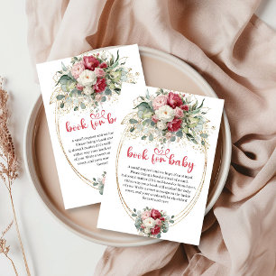 Carte D'accompagnement Demande de livre Roses Bourgogne Blush Chic Or