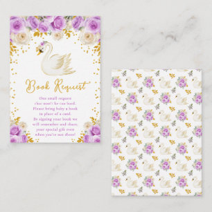 Carte D'accompagnement Demande de livre Roses Violettes et Or Cygne