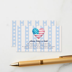 Carte D'accompagnement Demande de livre Stars & Stripes Fête de bébé garç