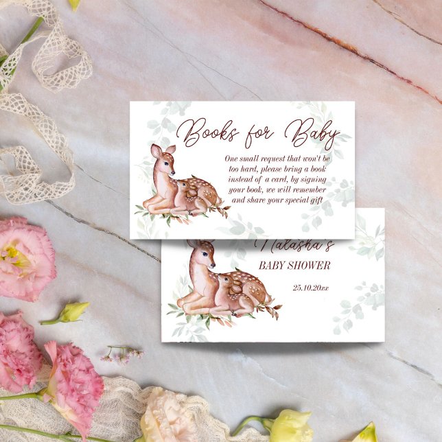 Carte D'accompagnement Demande de livres de baby shower de cerfs (Oh deer baby shower books request enclosure card books for baby cards)