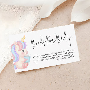Carte D'accompagnement Demande de livres pour Baby Shower Licorne Arc-en-