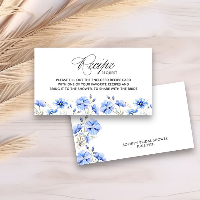 Carte D'accompagnement Demande de recette : Baby shower de mariage floral (Recipe Request Card from my Something Blue Floral Bridal Shower Collection)