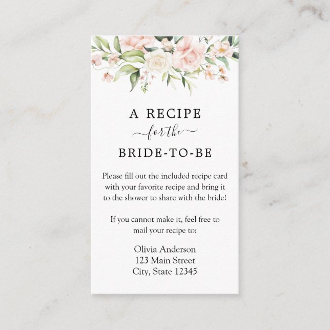 Carte D'accompagnement Demande de recette Blush and Greenery (Devant)