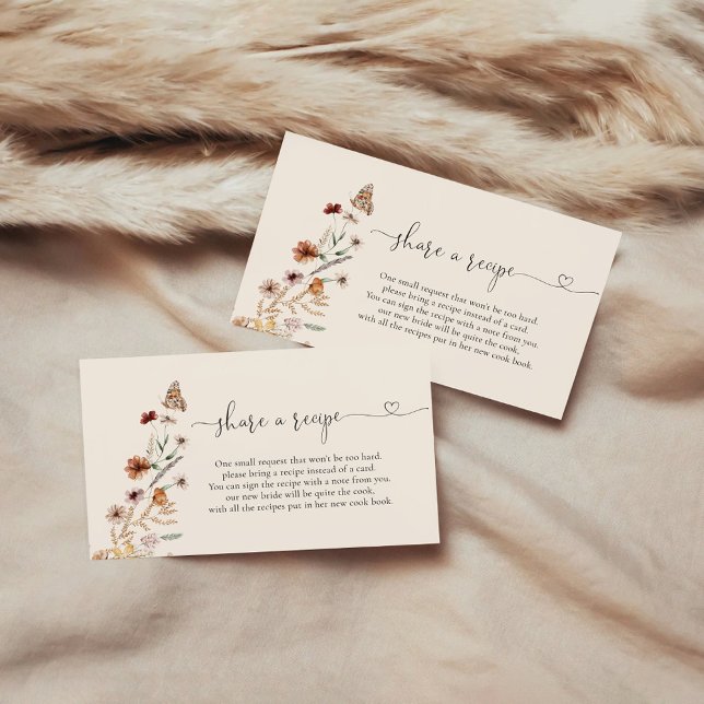 Carte D'accompagnement Demande de recette de Baby Shower Bohème Fleurs Sa (Créateur téléchargé)