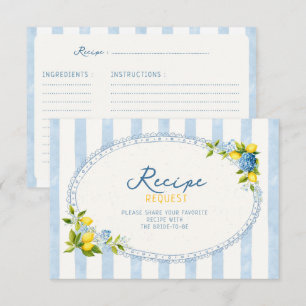 Carte D'accompagnement demande de recette de douche de mariée hydrangea b