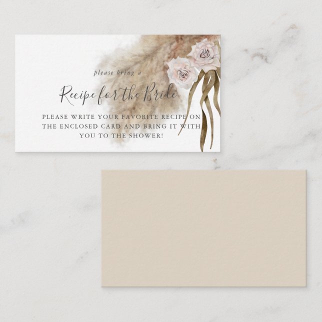 Carte D'accompagnement Demande de recette de douche nuptiale d'herbe des  (Devant / Derrière)