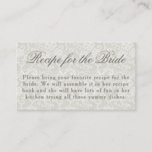 Carte D'accompagnement Demande de recette de douche nuptiale thème dentel