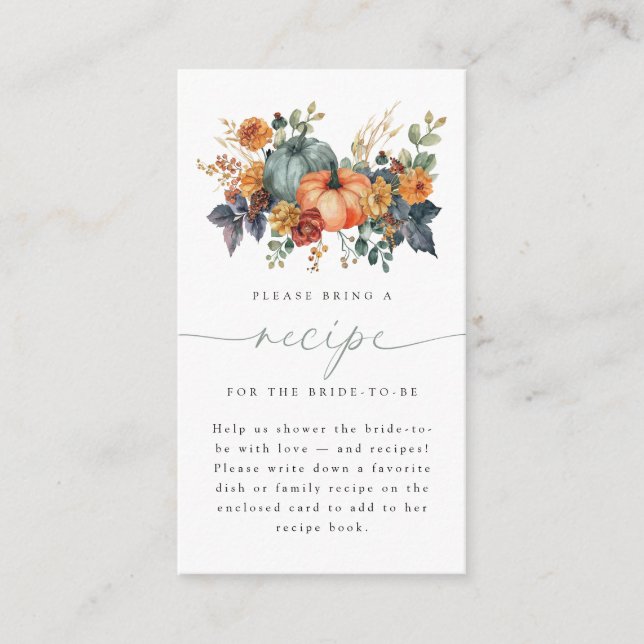 Carte D'accompagnement Demande de recette de Fête des mariées automne élé (Devant)