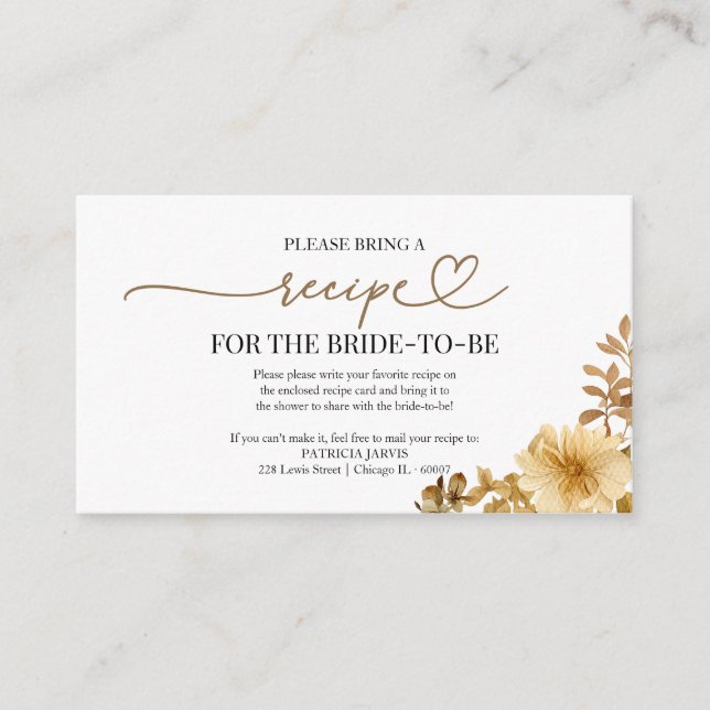 Carte D'accompagnement Demande de recette de Fête des mariées d'amour (Devant)