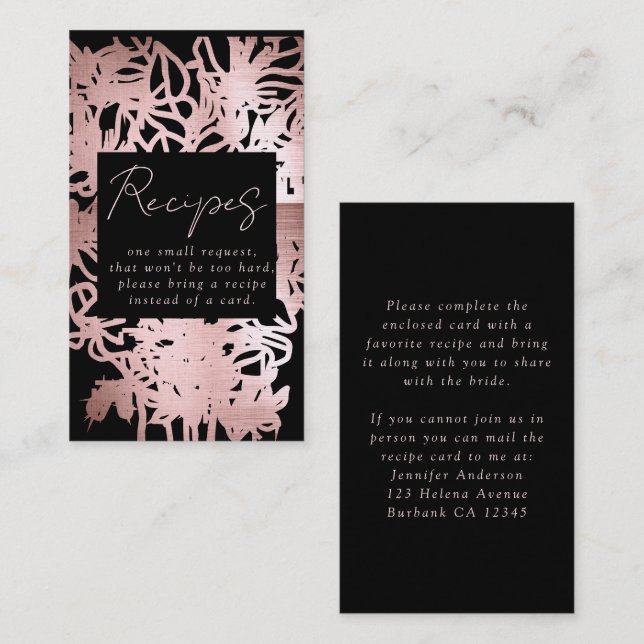 Carte D'accompagnement Demande de recette de Fête des mariées Florale ros (Devant / Derrière)