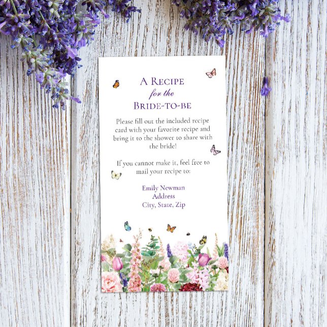 Carte D'accompagnement Demande de recette de fleurs et papillons (Créateur téléchargé)