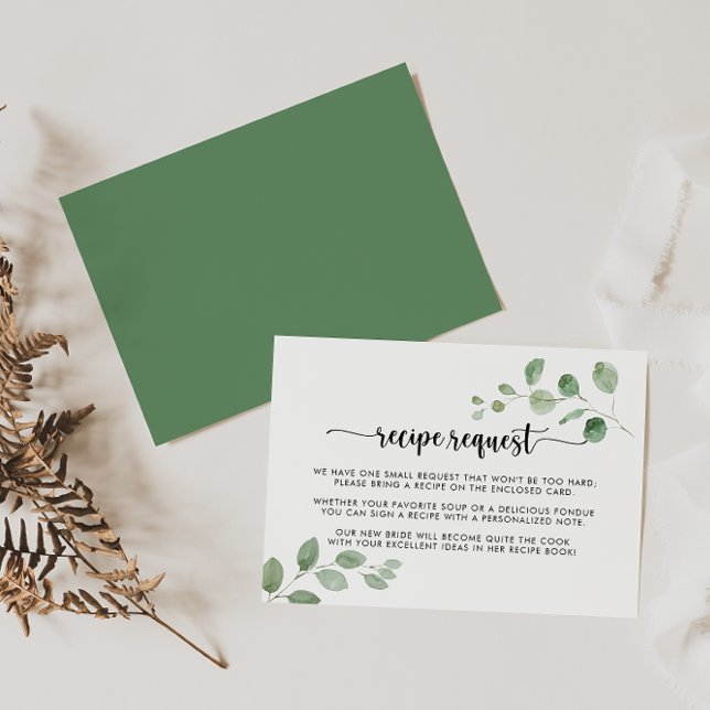 Carte D'accompagnement Demande de recette de mariage au eucalyptus Green  (Créateur téléchargé)