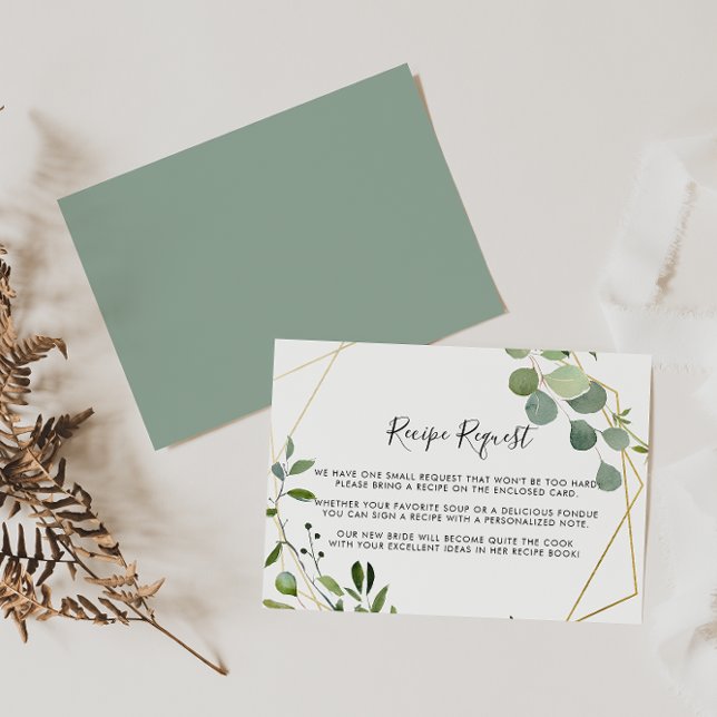 Carte D'accompagnement Demande de recette de Mariage Eucalyptus géométriq (Créateur téléchargé)